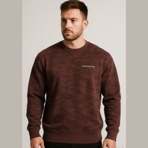 ALPHALETE |  Men's Brown Tone on Tone Camo Crewneck Pullover Sweatshirt Sz. XS